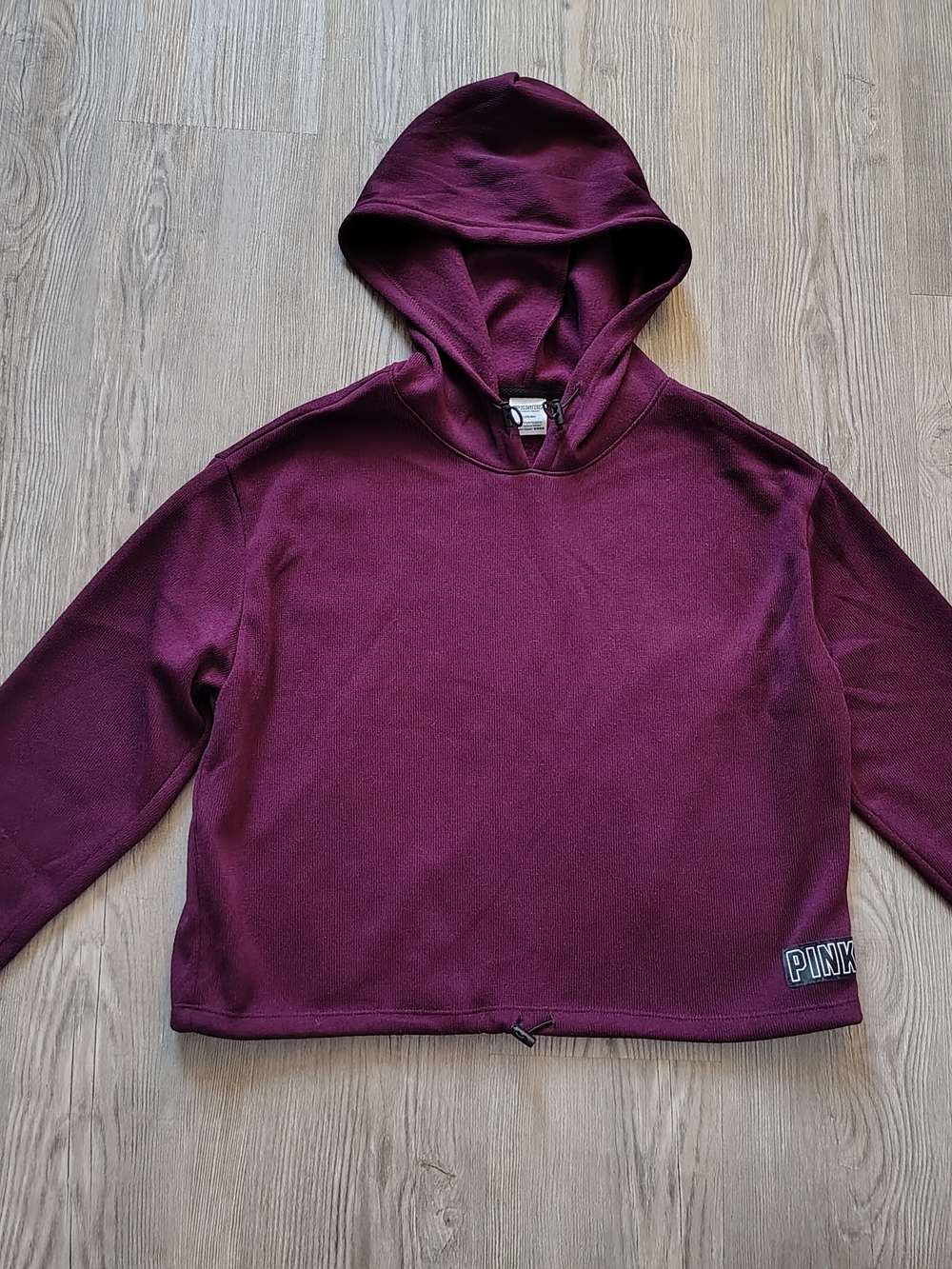 Victoria's Secret PINK Pullover Cropped Hoodie Plum Drawstring Waist Size M